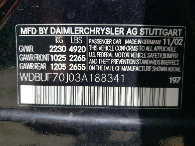 Photo 10 from auction – 2003 MERCEDES-BENZ E 500 with VIN WDBUF70J03A188341