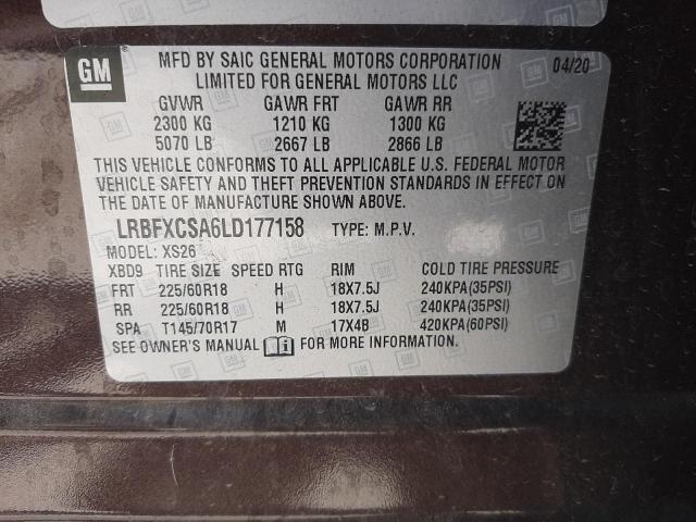 Photo 10 from auction – 2020 BUICK ENVISION E with VIN LRBFXCSA6LD177158