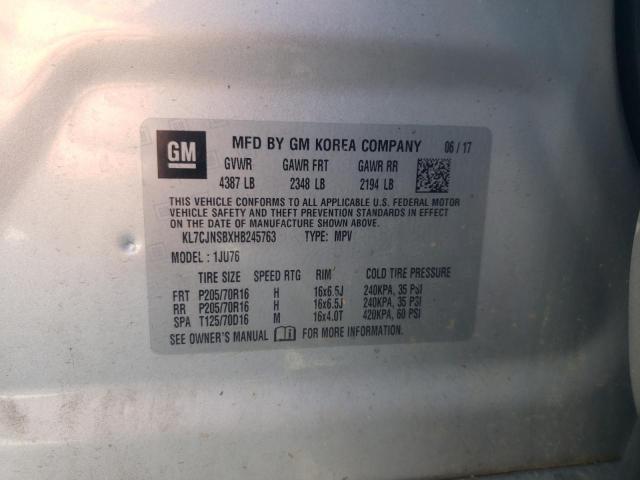 Photo 10 from auction – 2017 CHEVROLET TRAX with VIN KL7CJNSBXHB245763