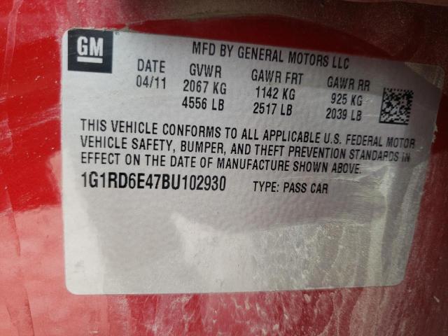 Photo 10 from auction – 2011 CHEVROLET VOLT with VIN 1G1RD6E47BU102930