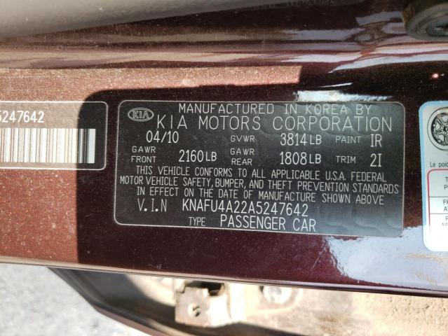 Photo 10 from auction – 2010 KIA FORTE EX with VIN KNAFU4A22A5247642