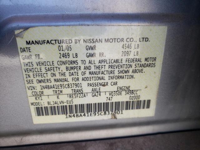 Photo 10 from auction – 2005 NISSAN MAXIMA SE with VIN 1N4BA41E95C837901