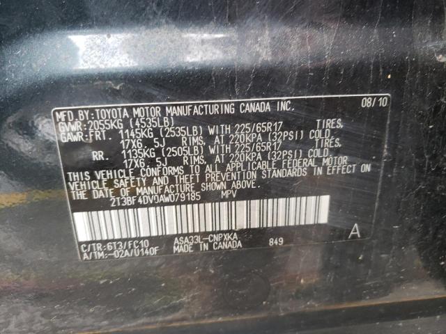Photo 10 from auction – 2010 TOYOTA RAV4 with VIN 2T3BF4DV0AW079185