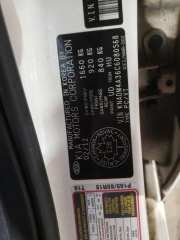 Photo 10 from auction – 2012 KIA RIO LX with VIN KNADM4A36C6080568