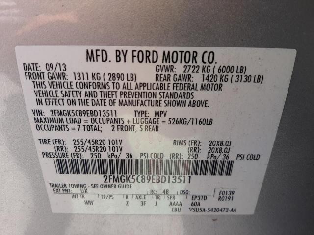 Photo 10 from auction – 2014 FORD FLEX SEL with VIN 2FMGK5C89EBD13511