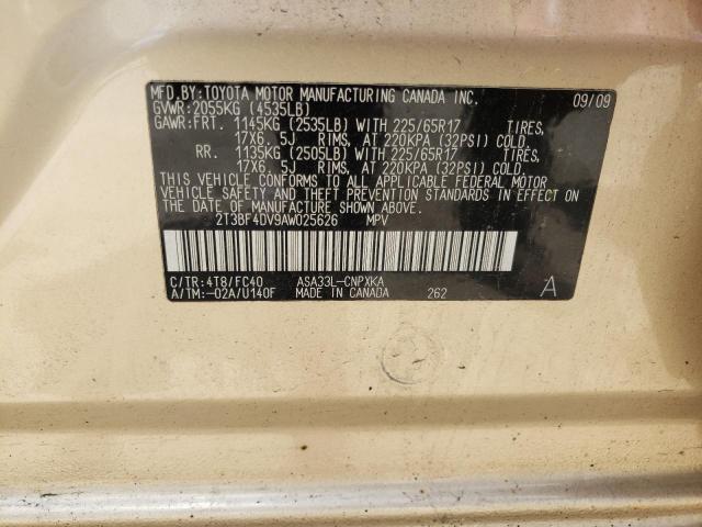 Photo 10 from auction – 2010 TOYOTA RAV4 with VIN 2T3BF4DV9AW025626
