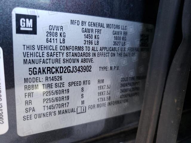 Photo 10 from auction – 2016 BUICK ENCLAVE with VIN 5GAKRCKD2GJ343902