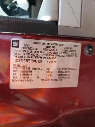 Photo 10 from auction – 2007 CHEVROLET EQUINOX LT with VIN 2CNDL73F676017089