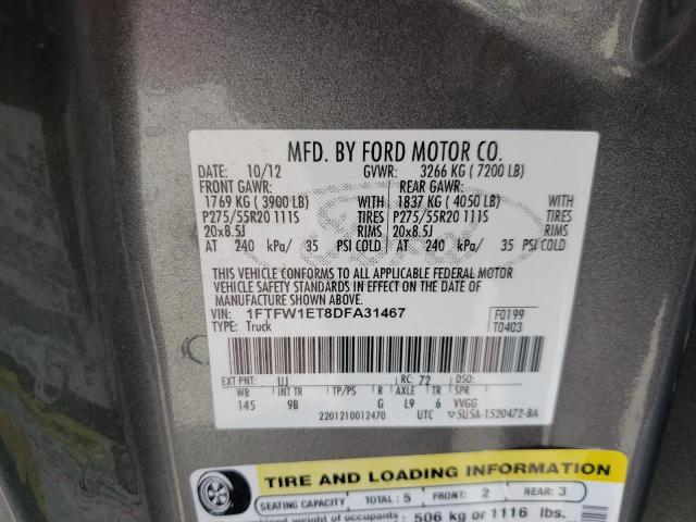 Photo 10 from auction – 2013 FORD F150 SUPER with VIN 1FTFW1ET8DFA31467