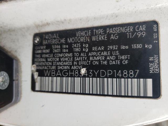 Photo 10 from auction – 2000 BMW 7 SERIES with VIN WBAGH8343YDP14887