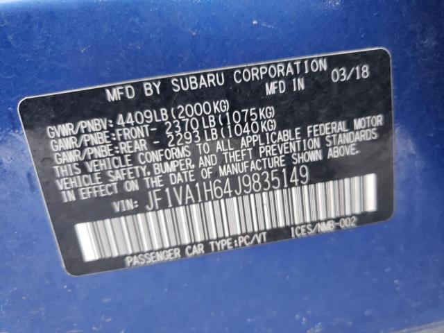 Photo 10 from auction – 2018 SUBARU WRX LIMITE with VIN JF1VA1H64J9835149