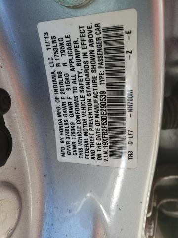 Photo 10 from auction – 2013 HONDA CIVIC LX with VIN 19XFB2F53DE290539