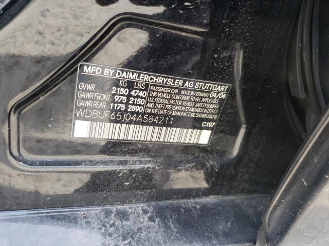 Photo 10 from auction – 2004 MERCEDES-BENZ E320 with VIN WDBUF65J04A584211