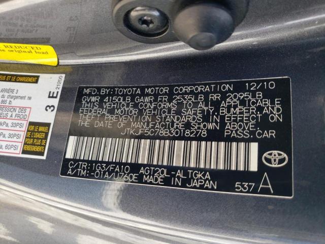 Photo 10 from auction – 2011 TOYOTA SCION TC with VIN JTKJF5C78B3018278