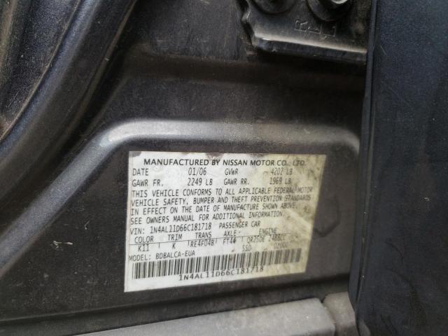 Photo 10 from auction – 2006 NISSAN ALTIMA S with VIN 1N4AL11D66C181718