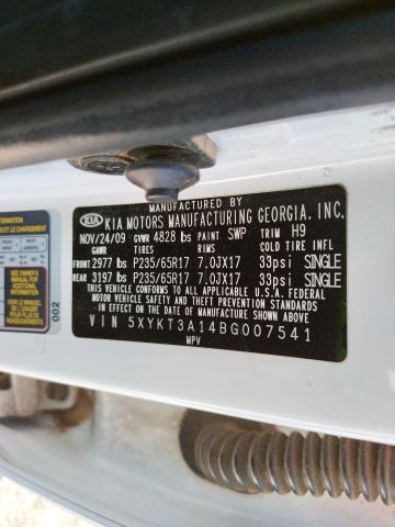 Photo 10 from auction – 2011 KIA SORENTO BA with VIN 5XYKT3A14BG007541