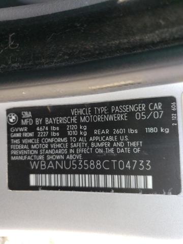Photo 10 from auction – 2008 BMW 528 I with VIN WBANU53588CT04733