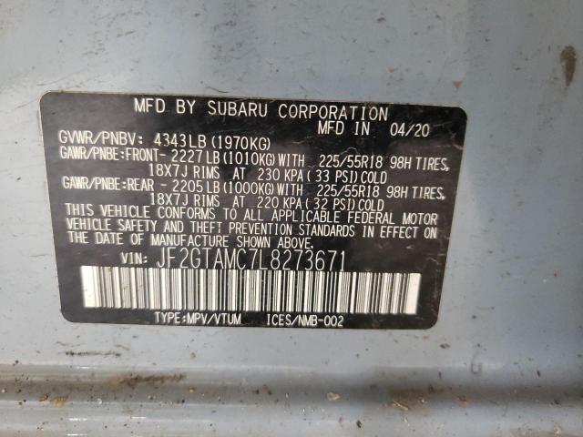 Photo 10 from auction – 2020 SUBARU CROSSTREK with VIN JF2GTAMC7L8273671