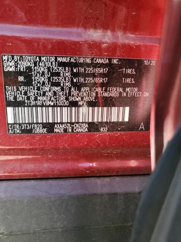 Photo 10 from auction – 2021 TOYOTA RAV4 LE with VIN 2T3H1RFV8MW110030