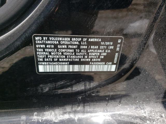 Photo 10 from auction – 2014 VOLKSWAGEN PASSAT SE with VIN 1VWBS7A34EC039567