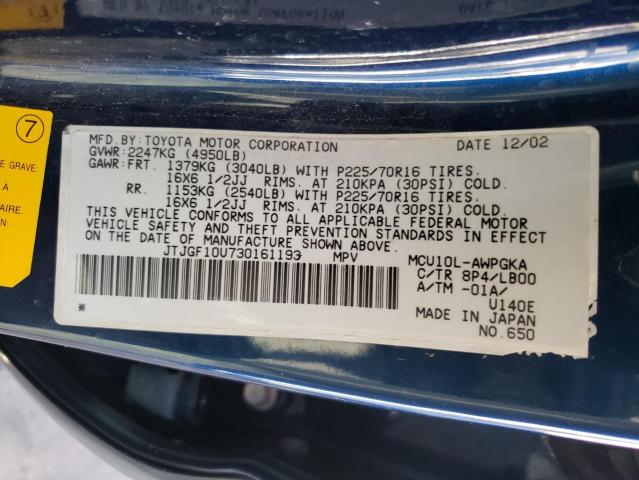Photo 10 from auction – 2003 LEXUS RX 300 with VIN JTJGF10U730161193