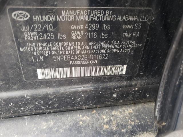 Photo 10 from auction – 2011 HYUNDAI SONATA GLS with VIN 5NPEB4AC2BH111672