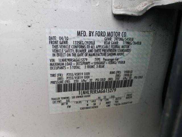 Photo 10 from auction – 2010 LINCOLN MKS with VIN 1LNHL9ER5AG615279
