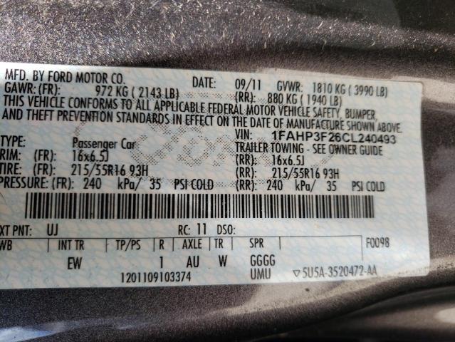Photo 10 from auction – 2012 FORD FOCUS SE with VIN 1FAHP3F26CL240493