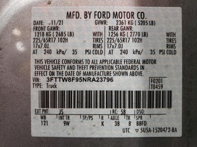 Photo 10 from auction – 2022 FORD MAVERICK X with VIN 3FTTW8F95NRA23796