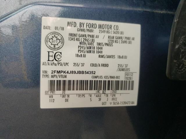 Photo 10 from auction – 2018 FORD EDGE SEL with VIN 2FMPK4J89JBB54352