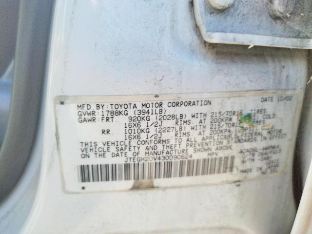 Фото 10 с аукциона – 2003 TOYOTA RAV4 с VIN JTEGH20V430090624