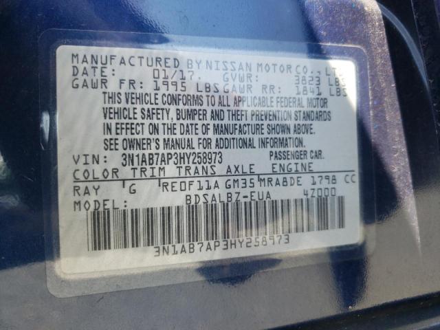 Photo 10 from auction – 2017 NISSAN SENTRA S with VIN 3N1AB7AP3HY258973