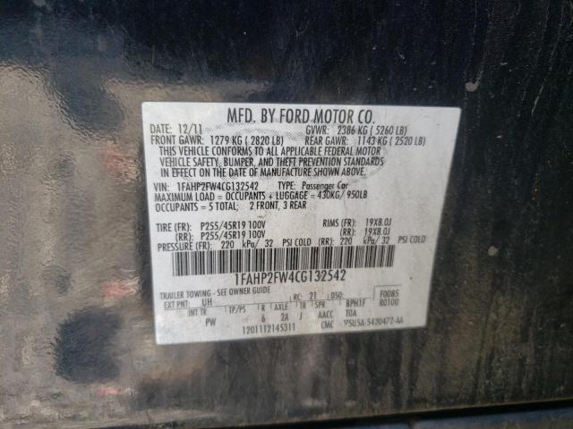 Photo 10 from auction – 2012 FORD TAURUS LIM with VIN 1FAHP2FW4CG132542
