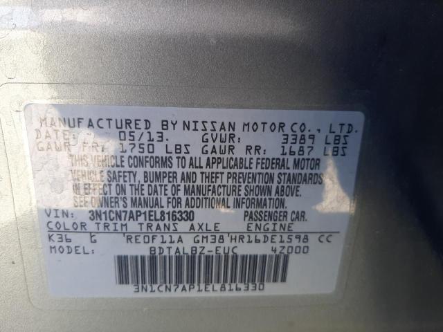Photo 10 from auction – 2014 NISSAN VERSA with VIN 3N1CN7AP1EL816330