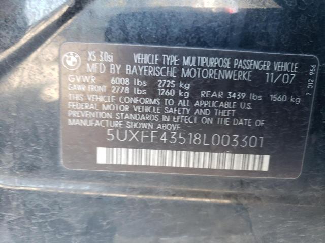 Photo 10 from auction – 2008 BMW X5 3.0I with VIN 5UXFE43518L003301