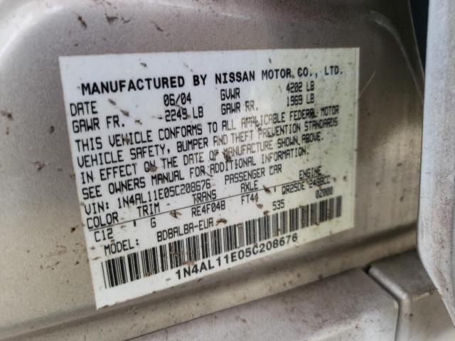 Photo 10 from auction – 2005 NISSAN ALTIMA S with VIN 1N4AL11E05C208676
