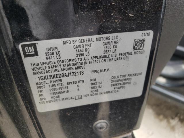 Photo 10 from auction – 2010 GMC ACADIA SL with VIN 1GKLRKED0AJ172118