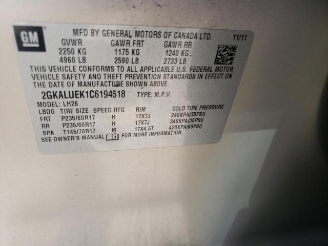 Photo 10 from auction – 2012 GMC TERRAIN SL with VIN 2GKALUEK1C6194518