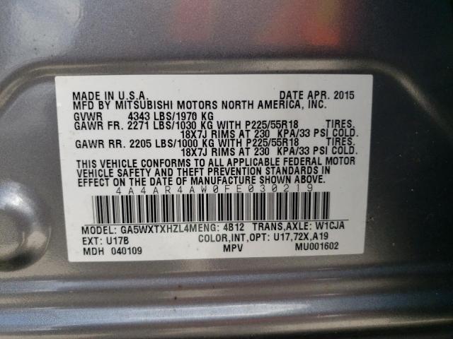 Zdjęcie 10 z aukcji – 2015 MITSUBISHI OUTLANDER z VIN 4A4AR4AW0FE030219