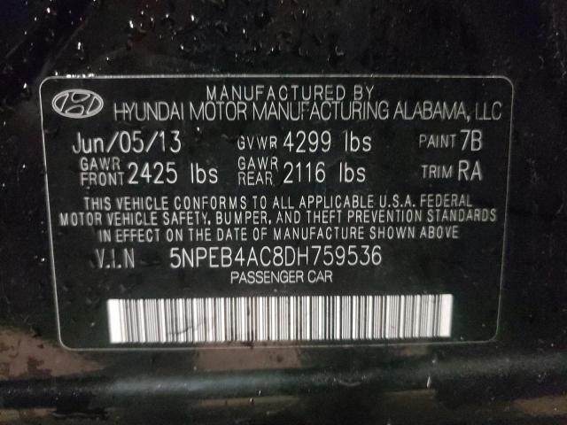 Photo 10 from auction – 2013 HYUNDAI SONATA GLS with VIN 5NPEB4AC8DH759536