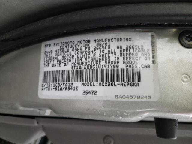 Photo 10 from auction – 2001 TOYOTA AVALON XL with VIN 4T1BF28B61U191700