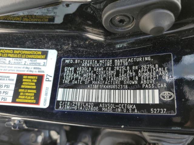 Photo 10 from auction – 2017 TOYOTA CAMRY LE with VIN 4T1BF1FK4HU652318