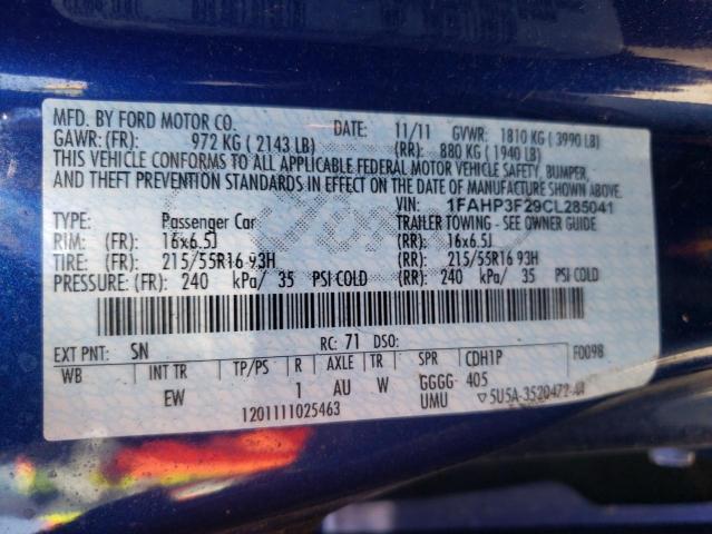 Photo 10 from auction – 2012 FORD FOCUS SE with VIN 1FAHP3F29CL285041