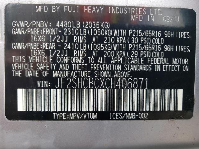Photo 10 from auction – 2012 SUBARU FORESTER 2 with VIN JF2SHCBCXCH406871