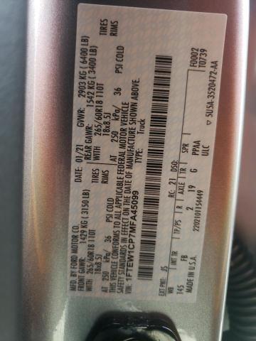 Photo 10 from auction – 2021 FORD F150 SUPER with VIN 1FTEW1CP7MFA45099