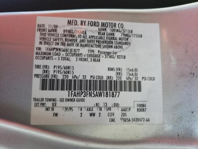 Photo 10 from auction – 2010 FORD FOCUS SE with VIN 1FAHP3FN5AW181877