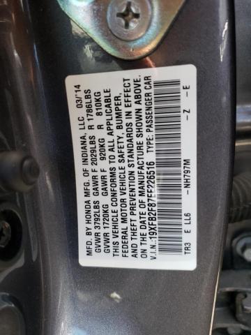 Photo 10 from auction – 2014 HONDA CIVIC EX with VIN 19XFB2F87EE226516