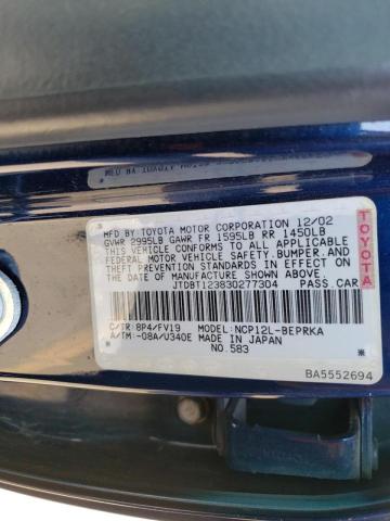 Photo 10 from auction – 2003 TOYOTA ECHO with VIN JTDBT123830277304