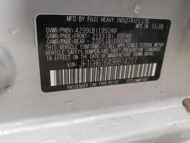 Photo 10 from auction – 2009 SUBARU IMPREZA with VIN JF1GH61649H814217