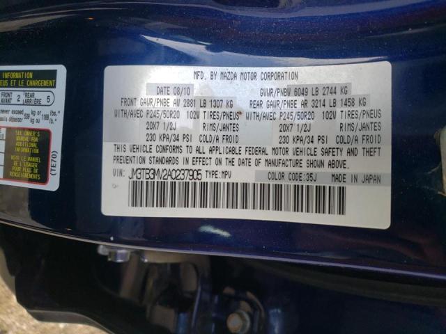 Photo 10 from auction – 2010 MAZDA CX-9 with VIN JM3TB3MV2A0237905